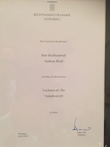 Riedl Andreas Rechtsanwalt, Fachanwalt für Strafrecht, Verkehrsrecht und Versicherungsrecht